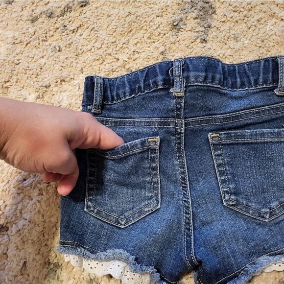 Cat & Jack short super stretch jean shorts with white embroidery lining on hem - Picture 9 of 10